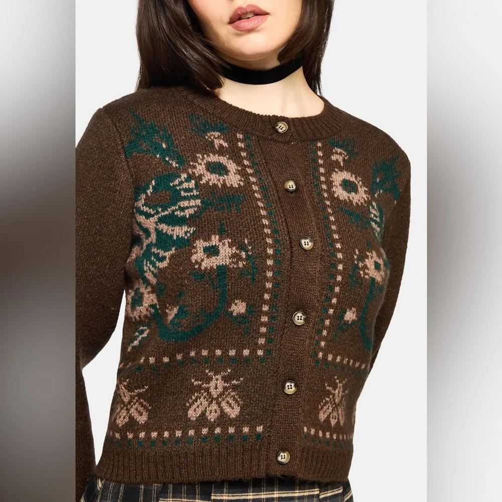 NWT Disturbia Aura Dragon Jacquard Knit Cardigan Size L - Picture 4 of 6